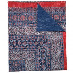 Samara Hand Stitched Quilt - Indigo/Deep Red